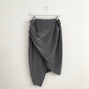 Pretty Woman's Bohemian Skirt Y2K Vintage Stretch Black & Grey Stripes Petite L